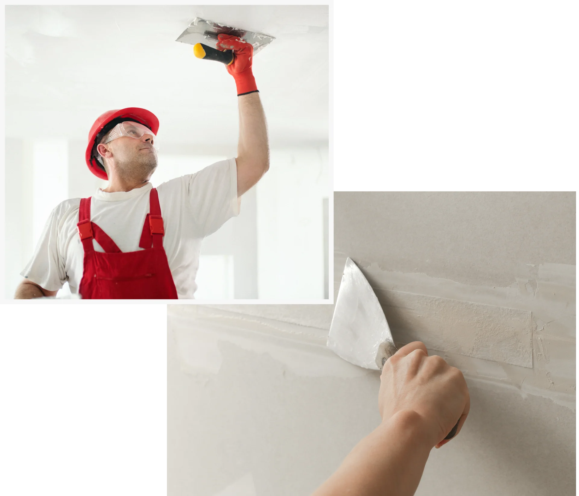 Construction worker applying plaster